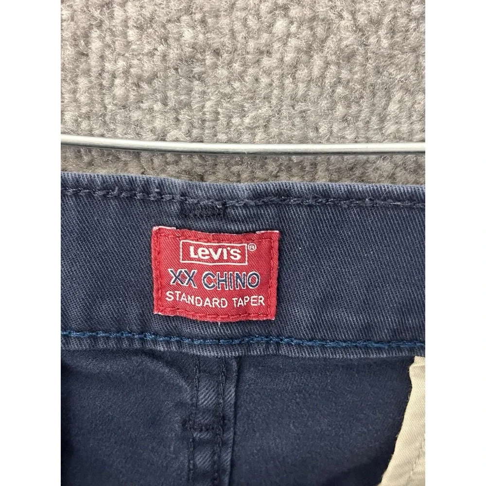Levis XX Chino Pants Standard Taper Mens Size 34x29 Navy Blue Stretch 5 Pocket